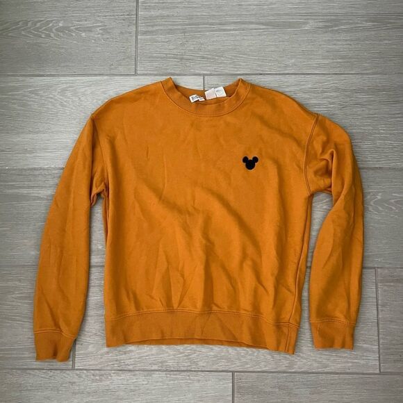 Mickey Mouse Logo Crewneck Sweatshirt Divided Mustard Yellow Size Small - Picture 2 of 6